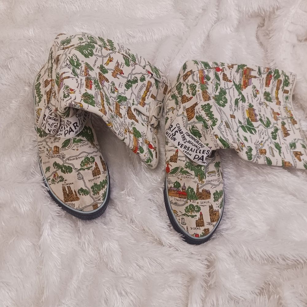 Sugar de France map of France canvas boots size 10